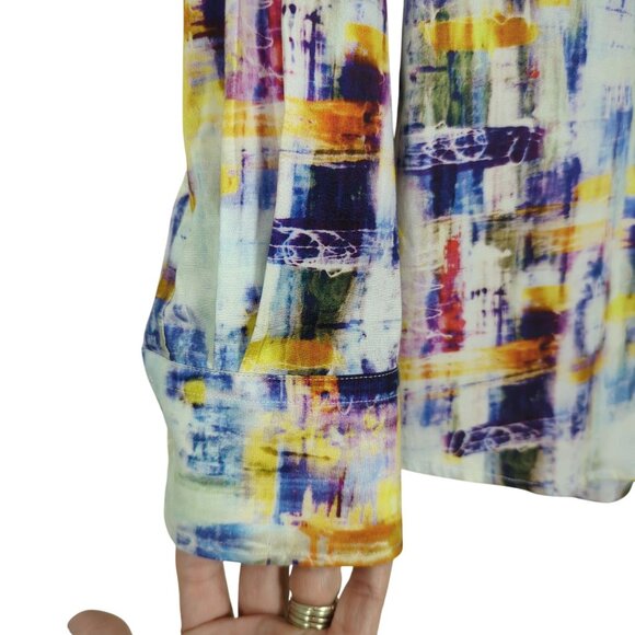 1 like no other long sleeve button front abstract colorful Men's shirt size M - Picture 4 of 16